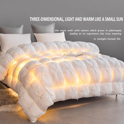 Edredón de plumas para cama de matrimonio ZTGL gris de 180x220cm y algodón 3