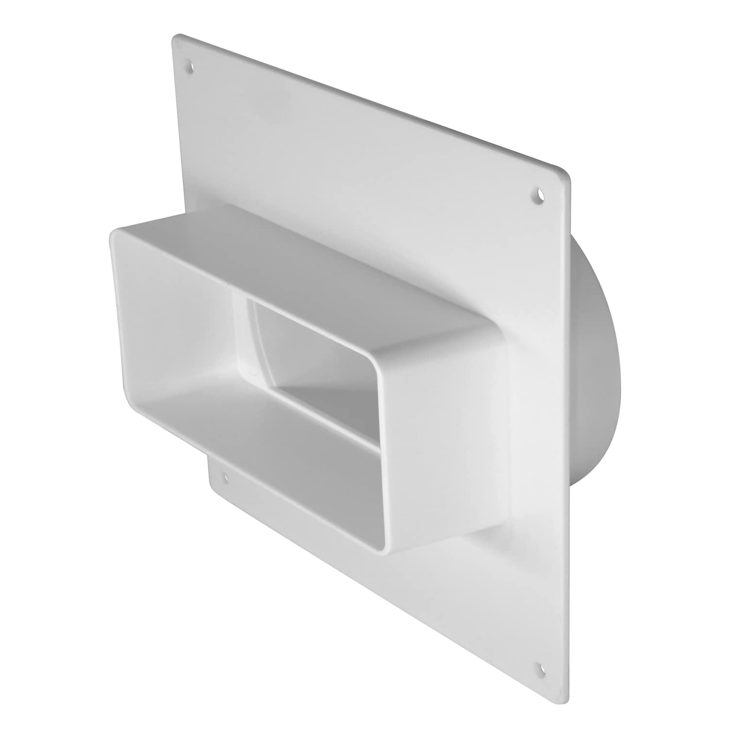 Steinberg14 White 110X55mm - Ø 100Mm Flat Channel To Round Pipe Ducting Adaptor With Flange - Plastic Connector, Adapter, Reducer