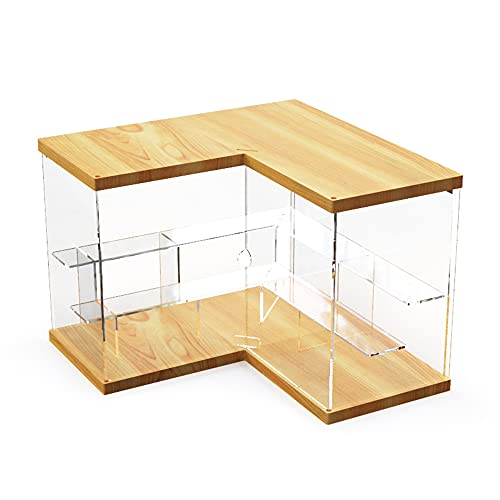 ACRLIE Vitrine pour Collection, d'angle de comptoir à 2 Niveaux étui de poupée Transparent Anti-poussière pour Figurine, vitrine de Rangement et d'organisation d'angle