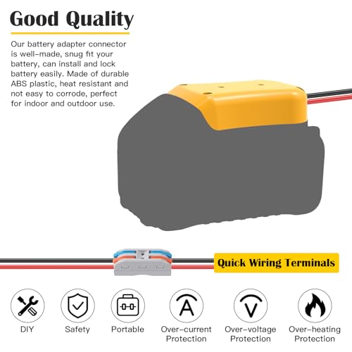 Image of 2 Packs Power Wheel Adapter for Dewalt 20V Battery Adapter Power Wheel Battery Converter Kit with Fuses & Wire Terminals, 12AWG Wire, Power Connector for DIY Rc Car Toys, Robotics and Rc Truck