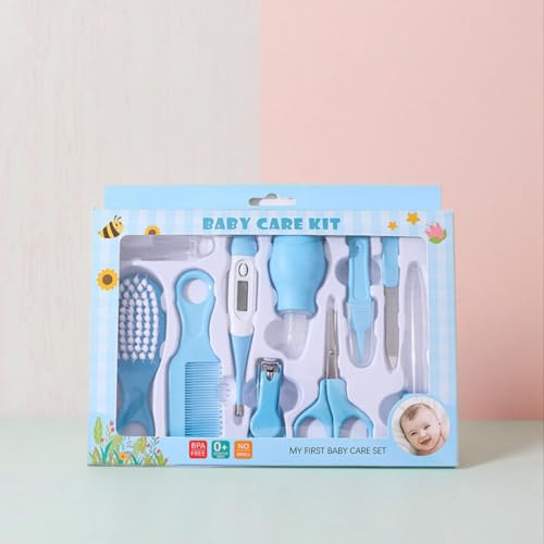 Image of Portable Baby Healthcare & Grooming Kit for Infants | 10-in-1 Newborn Care Set with Nail Trimmer, Thermometer, Comb, Brush & Safety Scissors | Baby Shower Gift (Multicolour)