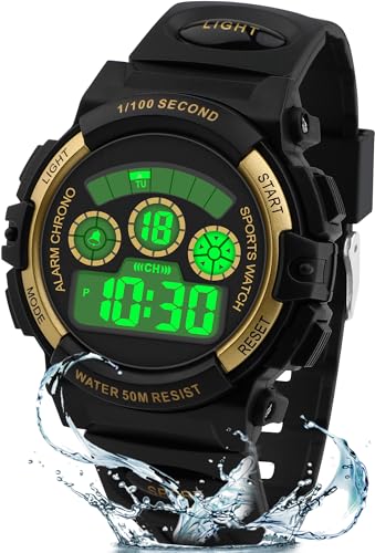 Image of Edillas Kids Digital Watch 7 Colors 50M Waterproof Sport Alarm Boys 7-15 | 7 Color Lights, 50M Waterproof, Alarm, Stopwatch, Easy to Read, Comfort Strap, Great Sport Watch for Outdoor Ages 7-15