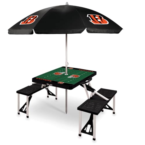 Image of PICNIC TIME NFL Picnic Table Portable Folding Table with Seats and Umbrella