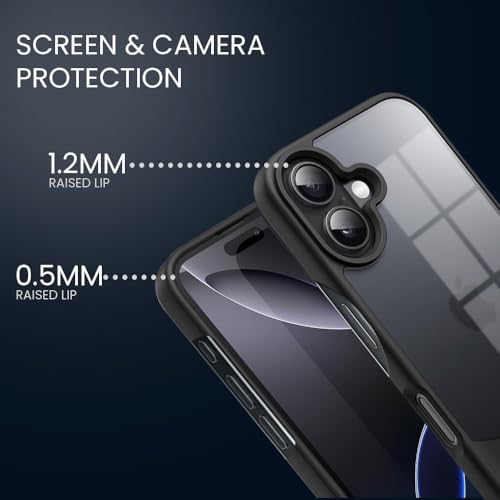 Image of KARWAN️Ultra-Hybrid Shockproof Back Cover Case for iPhone 16 | Camera Protection Bump |Shockproof Back Cover Case for iPhone 16 (PC & TPU, Smoked Matte Sides) Black