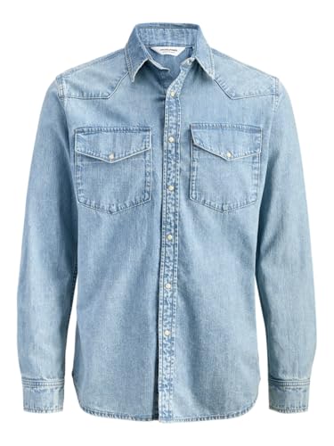 Chemise Jjewestern Jack & Jones homme bleu denim taille L coton casual