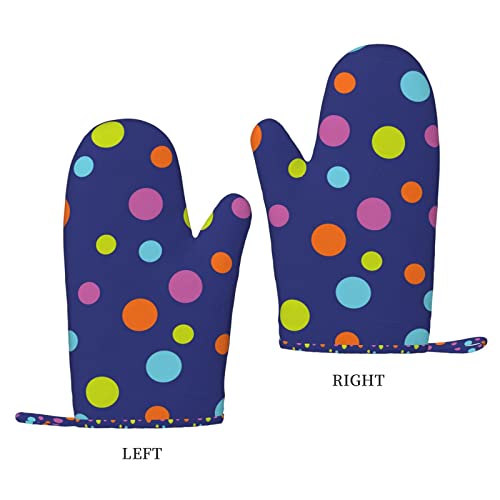 Red White Polka Dot Printed Silicone Oven Mitts Heat Resistant Non-Slip Oven Gloves Set Of 2 For Kitchen Baking, Grilling #TOP1