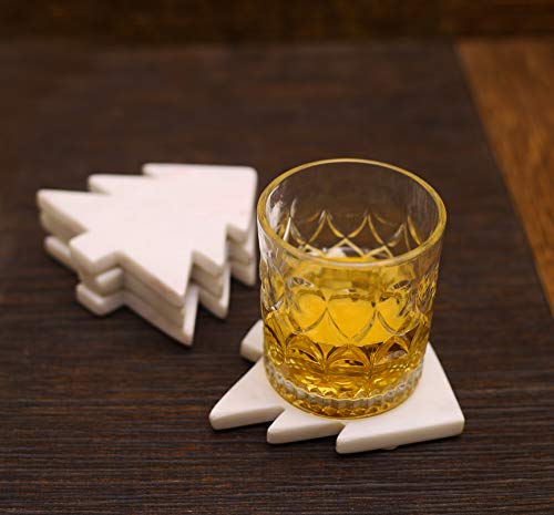 Christmas Tree Marble Coasters, Set of 4