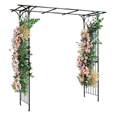 YITAHOME Metal Garden Arbor, 81" H Garden Arch Trellis for Climbing Plants Outdoor Backyard Lawn, Wedding Arches for Ceremony Decoration