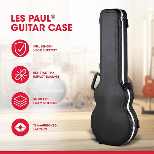 Image of SKB Hardshell Travel Case for Les Paul Type Electric Guitars or Replicas, Molded In Bumpers for Protection, Plush Lined Interior and Latches, Black