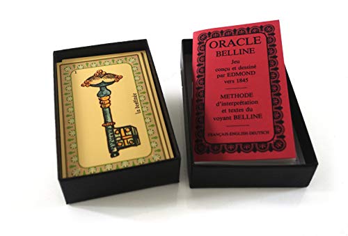 412kRjUj3rL Grimaud - Oracle de Belline - Coffret classique - Jeu divinatoire de 53 cartes richement illustrées - Cartomancie - Fabriqué en France, Noir,or,or.