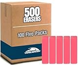 Trailmaker (500 Pack) Pink Bevel Erasers for Kids & Students, Large Latex Free Pencil Erasers, Bulk School Supplies with 100 Individually Packed 5-Packs for Classroom, Teachers & School Drives