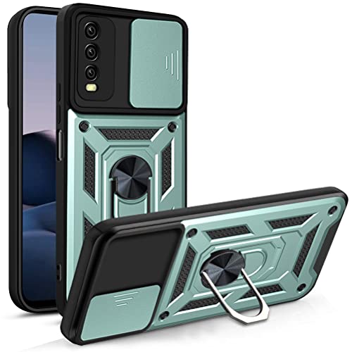bojioderf Compatible with Honor 70 5G Case,Compatible with Honor 70 5G FNE-AN00 FNE-NX9 Magnetic Bracket [PC+TPU] 2 in 1 Slide Lens Green