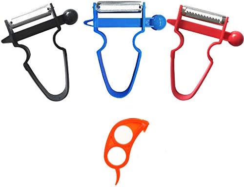 ComfoBee BPA FREE Vegetable Peelers - Julienne, Shred, Slice Fruit Vegetable Kitchen Starter Kit for Mom - Peel Anything In Seconds (Set of 3 + Orange Peeler)