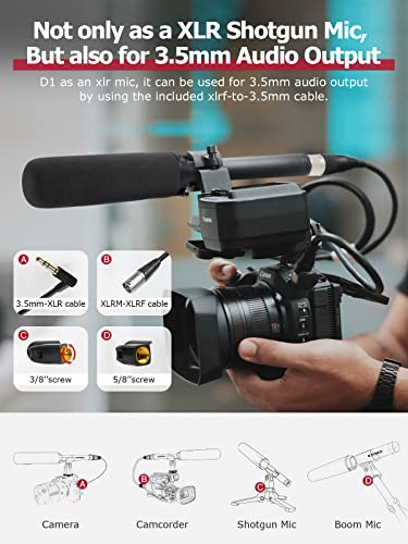 Synco Condenser Shotgun Microphone, Mic D1 Video Camera Xlr Shotgun Microphone For Dslr Camera Camcorder, Super Cardioid Directional Mic #TOP3