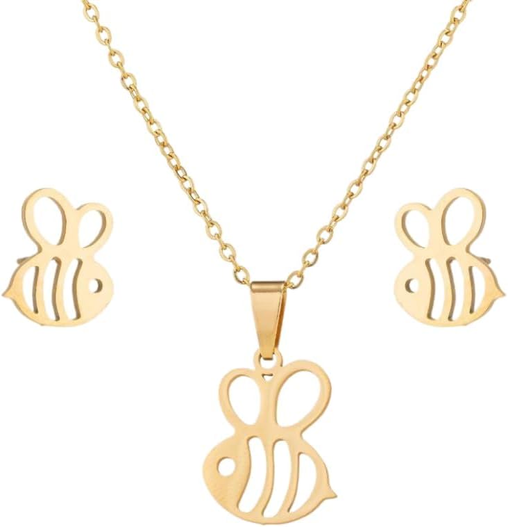 Honey Bee Necklace Earrings Set for Women Earrings and Necklace Set Gold for Christmas Family Friends Anniversary Birthday - Image 2