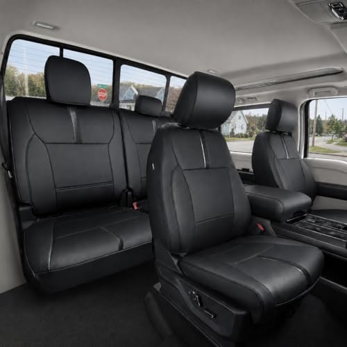 CreekT® Full Set Seat Covers for Ford F150 2015-2026, Waterproof Pickup Custom Fit Faux Leather Seat Covers for Ford F-150 Accessories 2021 2022 2023 2024 2025 2026 Super Crew/Crew Cab(XL,XLT)