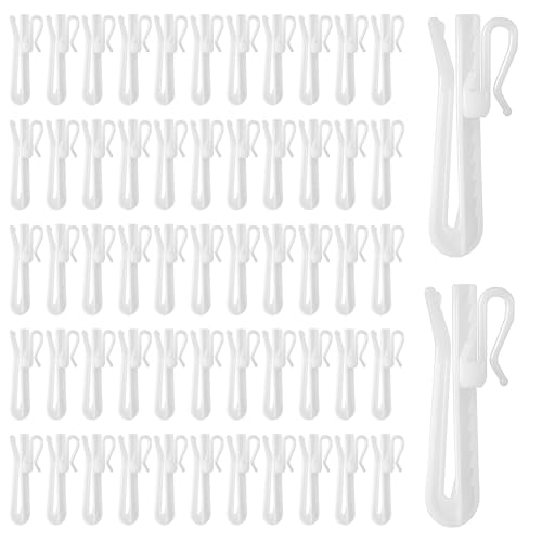 Aphumedc 200 Pcs Adjustable Pinch Pleat Curtain Hooks, Plastic Drapery Hooks with Ratchet System, White Curtain Clips for Window Curtains, Door-Curtain, Shower-Curtain