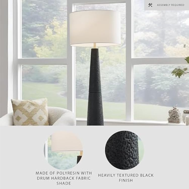 Signature Design by Ashley Hallburg Modern Textured Polyresin Floor Lamp with 3-Way Switch, Black