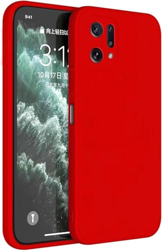 Funda Carcasa de Silicona Líquida para OPPO Find X5 5G, Interior de Microfibra Antigolpes Protección Gel Ultra Suave de Goma a Prueba de Choques y Arañazos FSUA (Rojo)