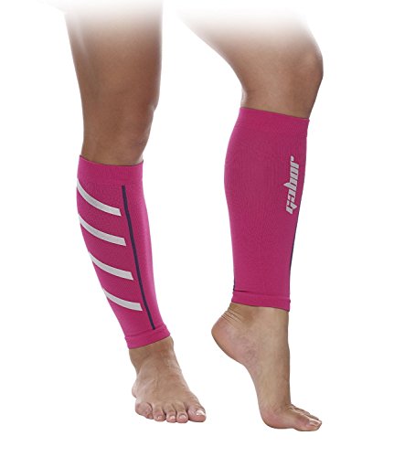 Gabor Fitness Graduated 20-25mm Hg Compression Running Leg Sleeves, Medium, Pink