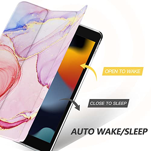 Image of Moko Smart Case for iPad 9th / 8th / 7th Gen Case, Light Pink Gold Marble