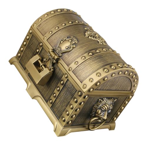 TOBBOMEY Joyero Vintage Metálico con Cerradura Organizador Retro Europeo para Almacenamiento Decorativo de Bisutería Caja Espaciosa para Mujeres Elegante y Funcional