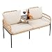 COSTWAY Gartenbank mit Tisch, Polyrattan Bank mit Kissen, 2-Sitzer Sitzbank