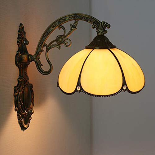 Gdlight Tiffany Style Wall Sconce Lamp Handmade Stained Glass Wall Lamp European Retro Sconce Lamp For Bedroom Bedside Cafe Stairs Aisle Bar Restaurant,A #TOP6