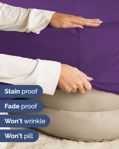 Image of Extra Deep Flex Top Split Head King Fitted Sheet - Hotel Luxury Single Fitted Sheet Only - Easily Fits 18 inch to 24 inch Mattress - Ultra Soft, Wrinkle Free w /Extra Deep Pockets - Purple