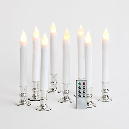 Lamplust Christmas Window Candles With Silver Holders - 8 Pack, Suction Cups, Remote & Batteries Included, Flickering Led Lights, 4/8 Hour Timer, Flameless Christmas Candles For Holiday Window Decor #TOP12