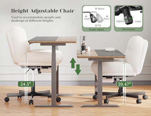 Image of DurayLoly Criss Cross Office Chair with Footrest, 26.77 inch Wide Seat | 6.3 inch Thick Cushion, 105-120 Rocking Function, Height Adjustable, 360 Swivel, Armless Design for All-Day Comfort - White