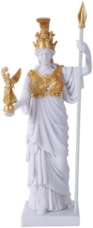 Greek Roman Deity Virgin Patroness of Athens Athena Greek Goddess Figurine Wisdom War Strategy Classical Finish In Gold Leaf