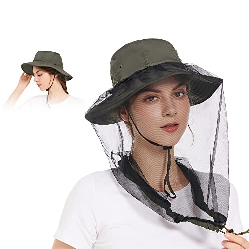 Image of Mosquito Head Net Hat - Bug Cap UPF 50+ Sun Protection with Hidden Netting for Beekeeping Hiking Women