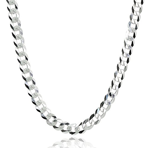 Sterling Silver Italian 4mm Diamond-Cut Cuban Curb Link Chain Necklace for Men Women
