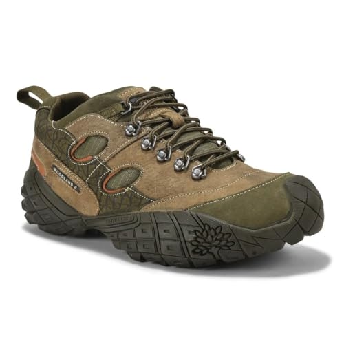 Image of Woodland Men Chunky Sole Lace Up Shoes Khaki Colored