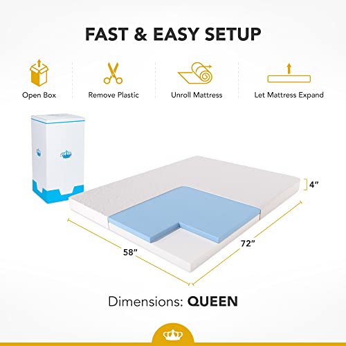 Dynastymattress 4-Inch Cool Gel Memory Foam Mattress Sleeper For Convertible Folding Sofa & Couch Beds Queen Size Sofa Not Included #TOP2
