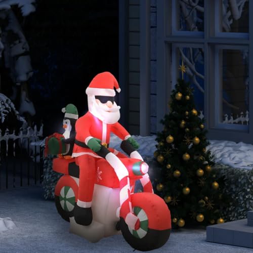 Generico Babbo Natale Gonfiabile sulla Moto LED IP44 160 cm,Casa e Giardino,Arredo,Decorazioni Natalizie,Luci di Natale-289304