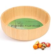 ZTHapwa Large Pedestal Fruit Bowl for Kitchen Counter, 10 Inch Bamboo Wooden Serving Bowl for Sal...