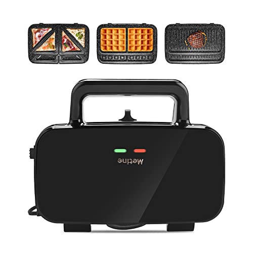 Upgraded Waffle Maker Electric Waffle Irons 3-In-1 Panini Press Sandwich Maker W/ Nonstick Detachable Plates, Glass Display Panel, 5-Gears Temperature Control Easy Clean, 1200W 120V Black, An-781 #TOP2