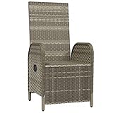 HFMDRMU Poly Rattan Grau Relaxsessel mit Kissen 2 STK., Garten-Relaxsessel mit Liegefunktion, Outdoor Sessel mit Verstellbarer Rückenlehne und Fußstütze