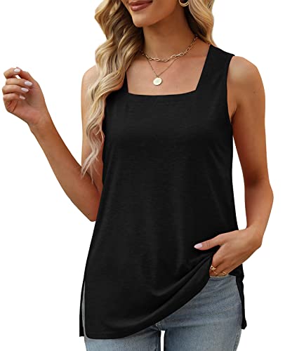 XIEERDUO Summer Tank Tops for Women Square Neck Loose Fit Casual Fashion Flowy Sleeveless2