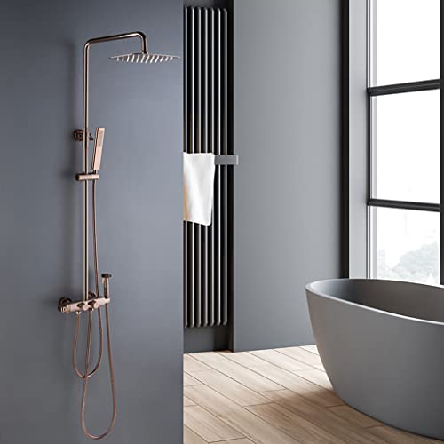 Ensemble de robinets de douche complet avec pommeau rectangulaire et douchette b - 3