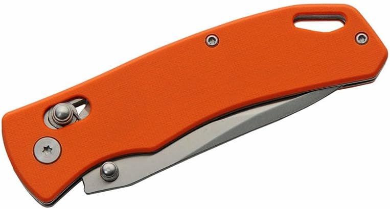 4.25" Orange Rolling Pocket Knife Edc Folding Knife Camping Knife Full Tang Clip Point Stainless Steel Blade With Satin Finish Orange G10 Handle Belt Clip