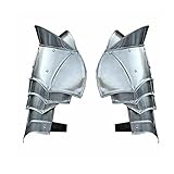 AnNafi® Steel Warrior Pauldron Medieval Shoulder Armor Set | Crusader Pauldrons Warrior Armor Steel Handmade SCA LARP Knight Metal Guard Vembrace Pair Silver Adult