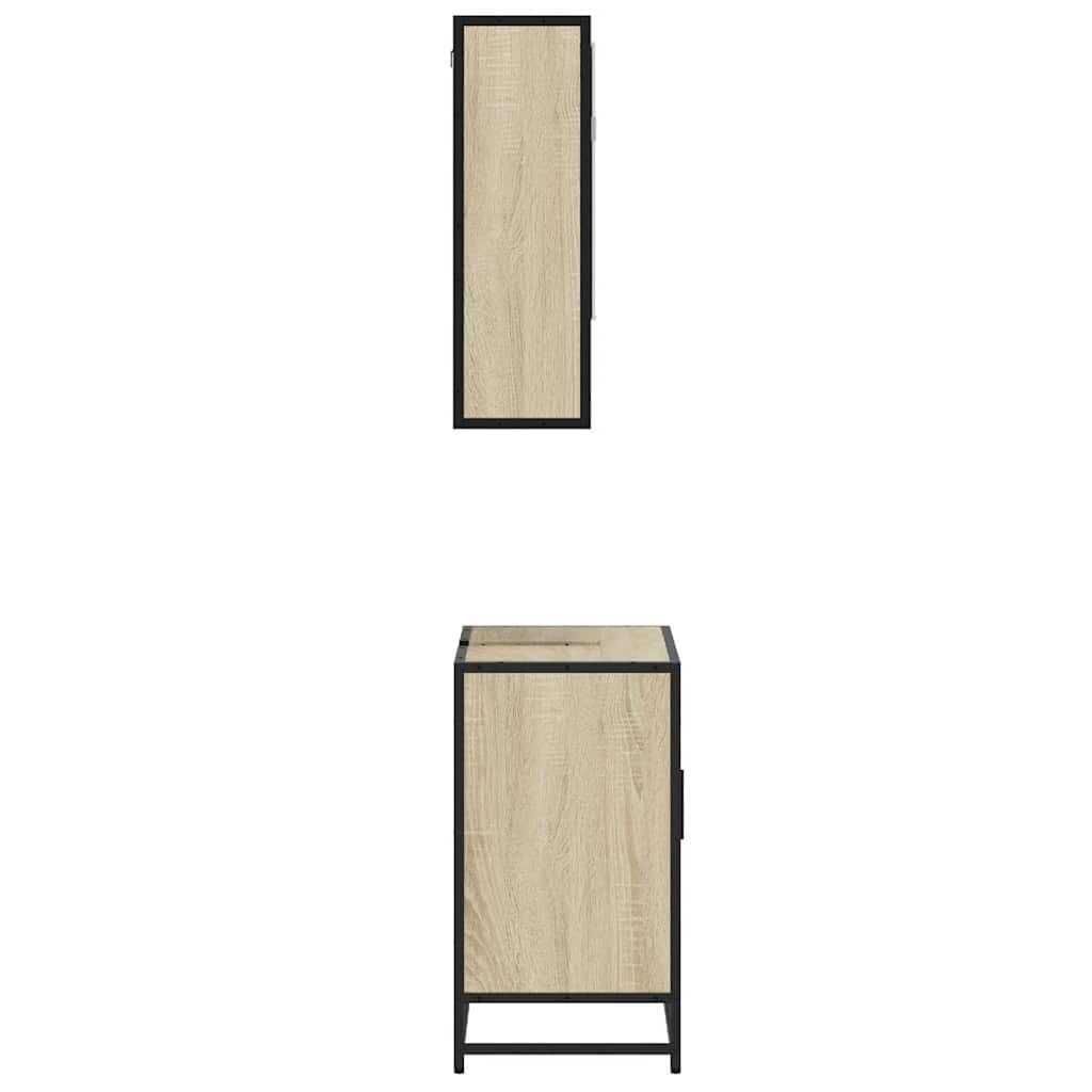 2-częściowy zestaw mebli łazienkowych Sonoma dąb z materiału drewnopochodnego i metalu, szafka z lustrem i szafka pod umywalkę, 65 x 20 x 60 cm, 65 x 33 x 60 cm, miejsce do przechowywania