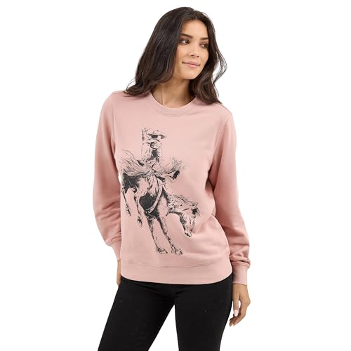 Wrangler Women's Dusty Retro Bucking Horse Sweatshirt Rose S