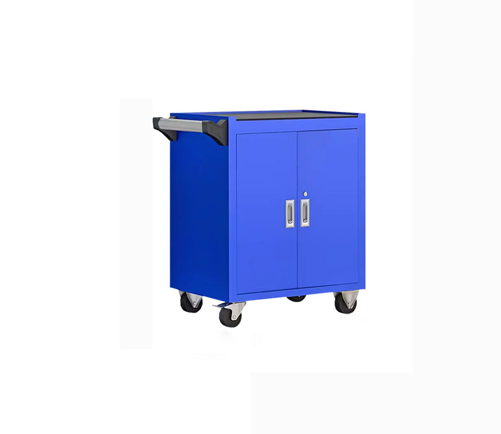 Armadietto portautensili resistente con 2 cassetti e 2 ante, ruote e maniglia per una facile mobilità, blu (stile 1)