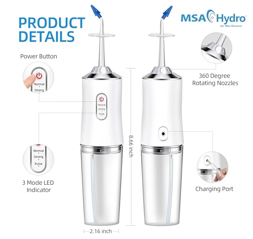 MSA Hydro Ear Wax Remover Kit, Safe, Quick and Effective Ear Cleaning, Gentle Ear Irrigation and Flushing, Adults and Children, Adjustable Water Pressure (Hydro Kit)