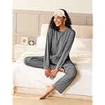 Ekouaer Pajama Set Womens Long Sleeve Sleepwear Pullover Top and Pants Cozy Loungewear Soft Pjs Lounge Set with Pockets S-XXL - Image 3
