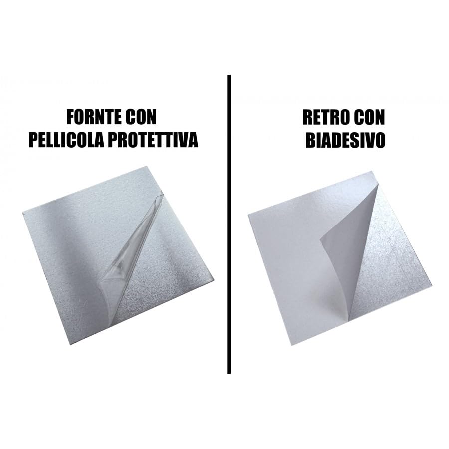 Set 6 Lastre in Alluminio Grezzo con Biadesivo 300x300 mm - Spessore 0,8 mm - Piastra Alluminio Adesiva Lega 5005 per Cartelli, Targhe - Installazione Senza Forare (6 Pezzi, 300x300, 0,8 mm BIAD)